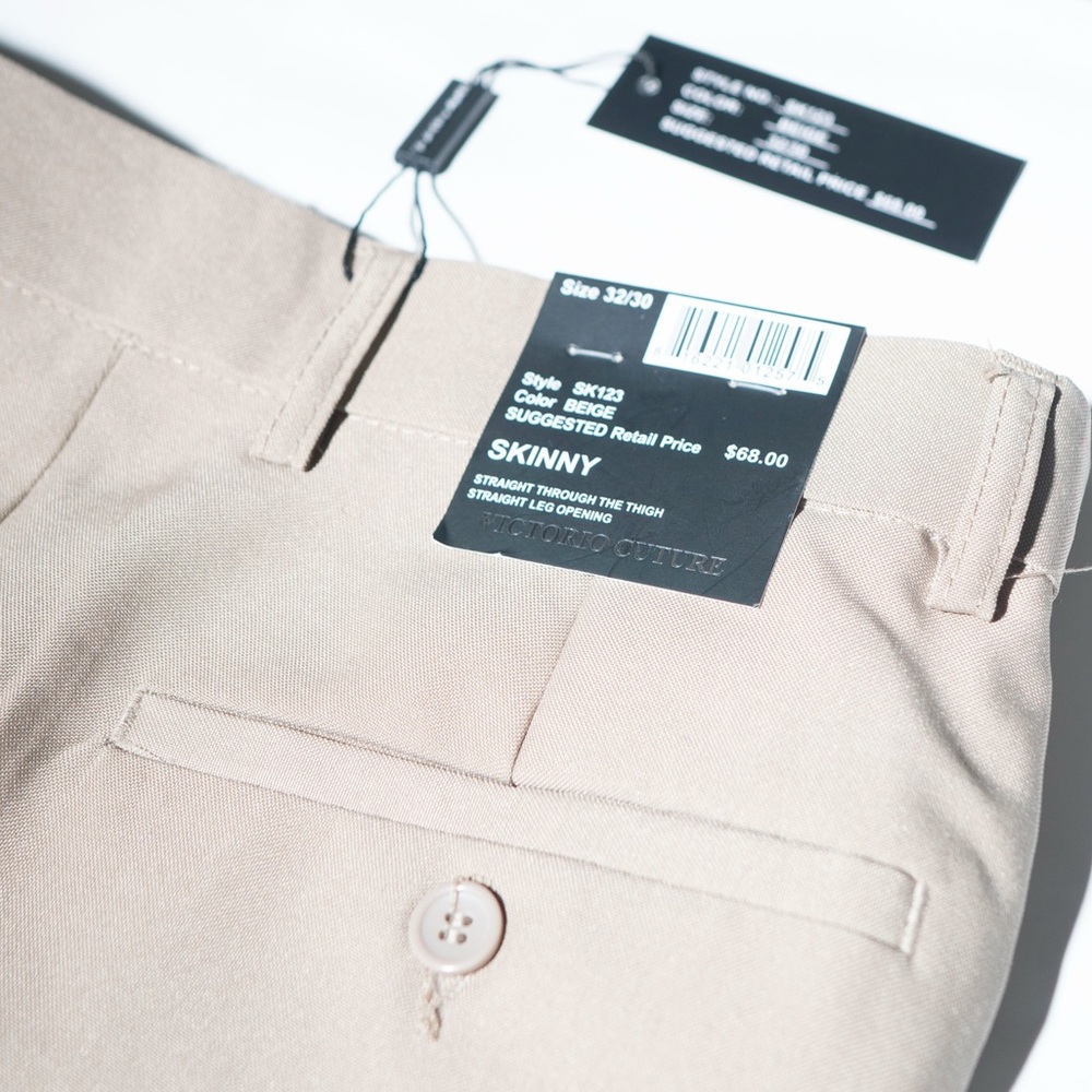 Beige Skinny Fit Trousers 32W/30L